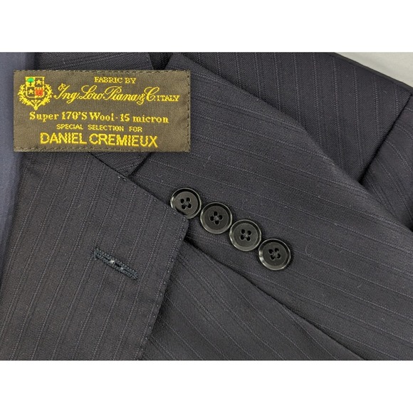 Daniel Cremieux Blazer Sport Coat Suit Jacket Loro Piana 170s 40R Navy ‎ Striped
